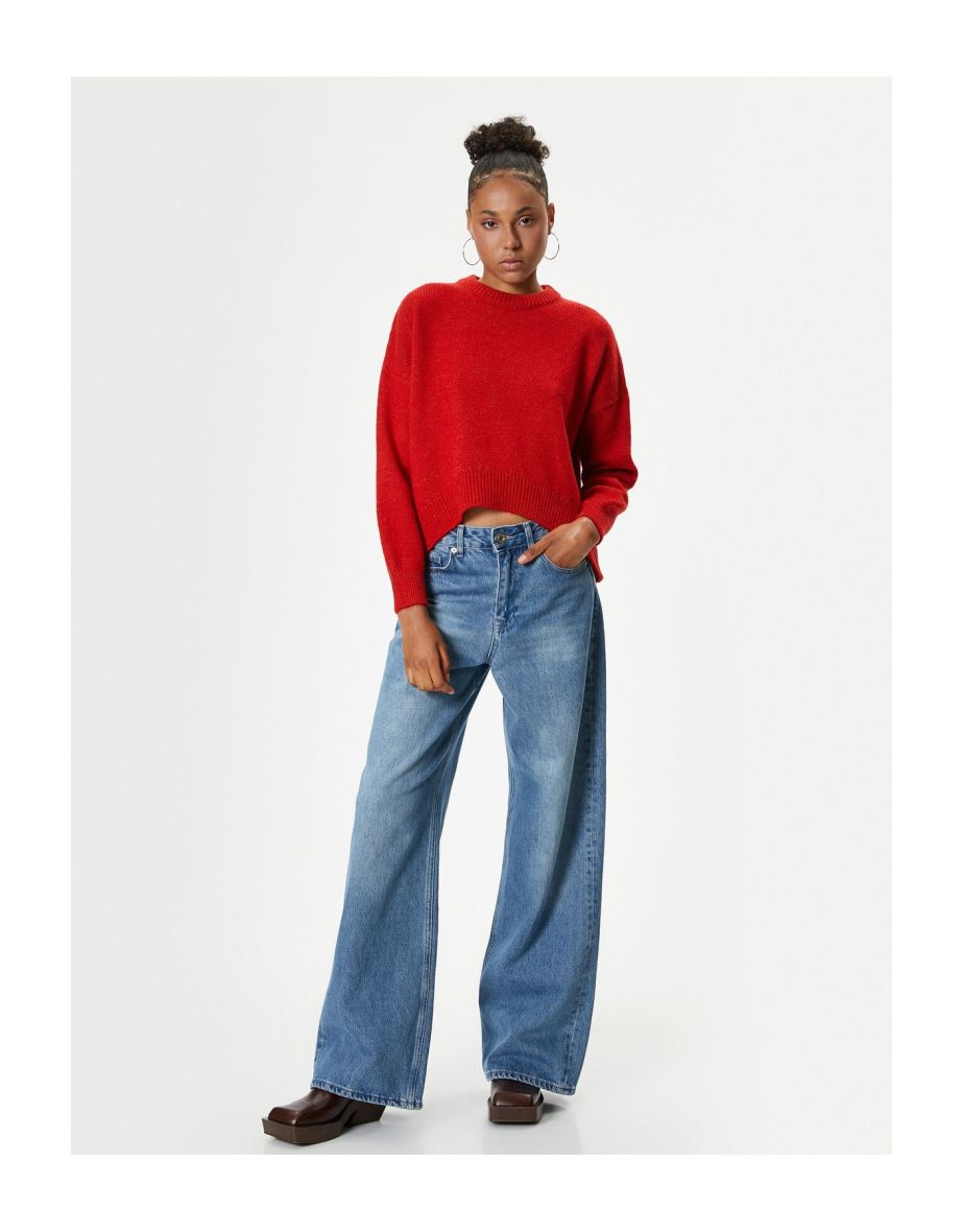 Basic Knitwear Sweater Crew Neck Acrylic Blend Long Sleeve