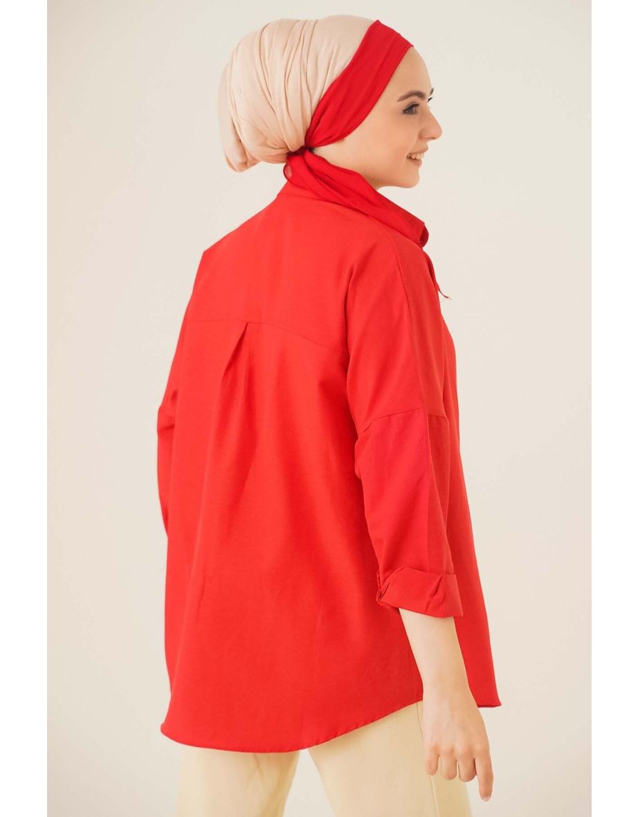 Oversize Basic Shirt - Red - 2