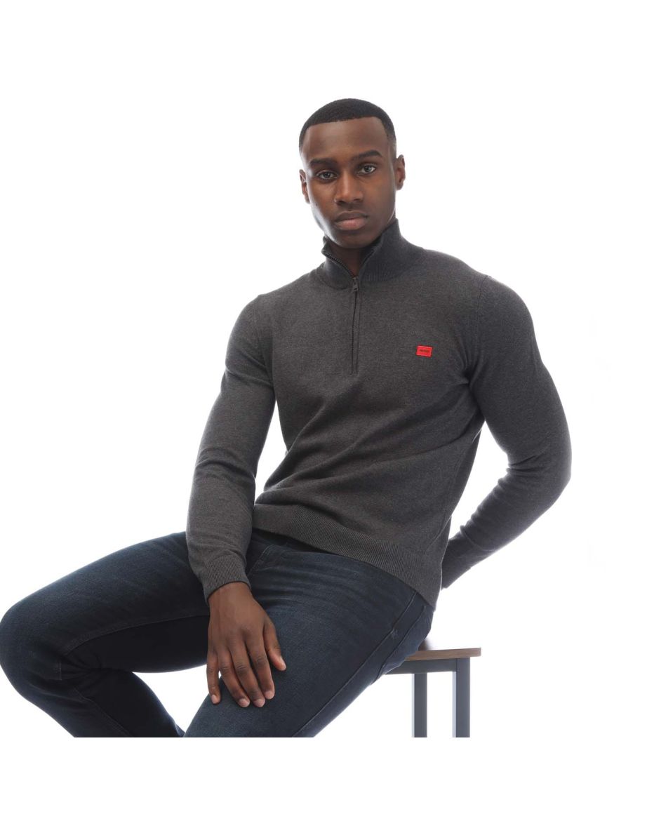 Men's Hugo San Quintus-C Half-Zip Sweatshirt in Grey - 3