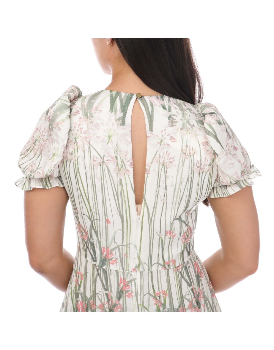 Women's Ted Baker Zahrria Floral Midaxi Dress With Puff Sleeves in Cream - 3