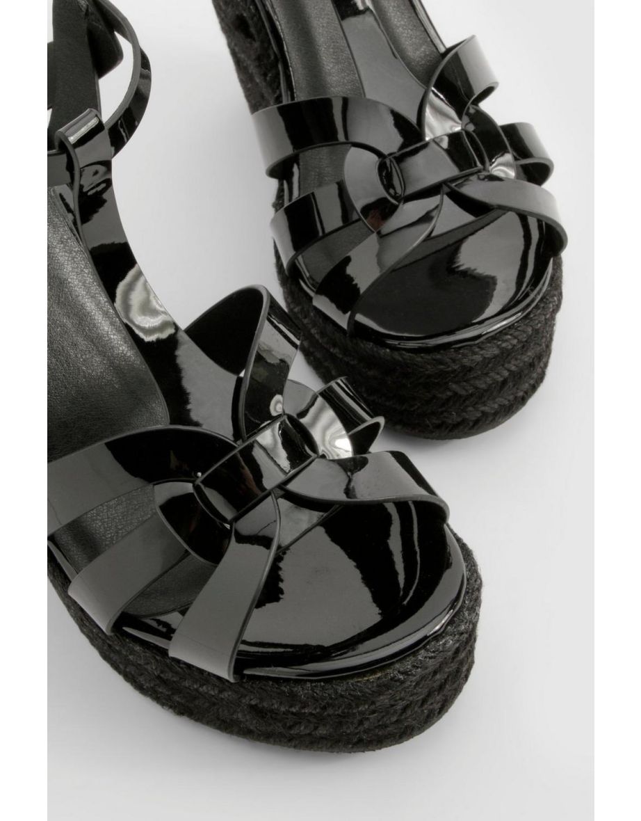 Strappy Front Patent Wedges - black - 3