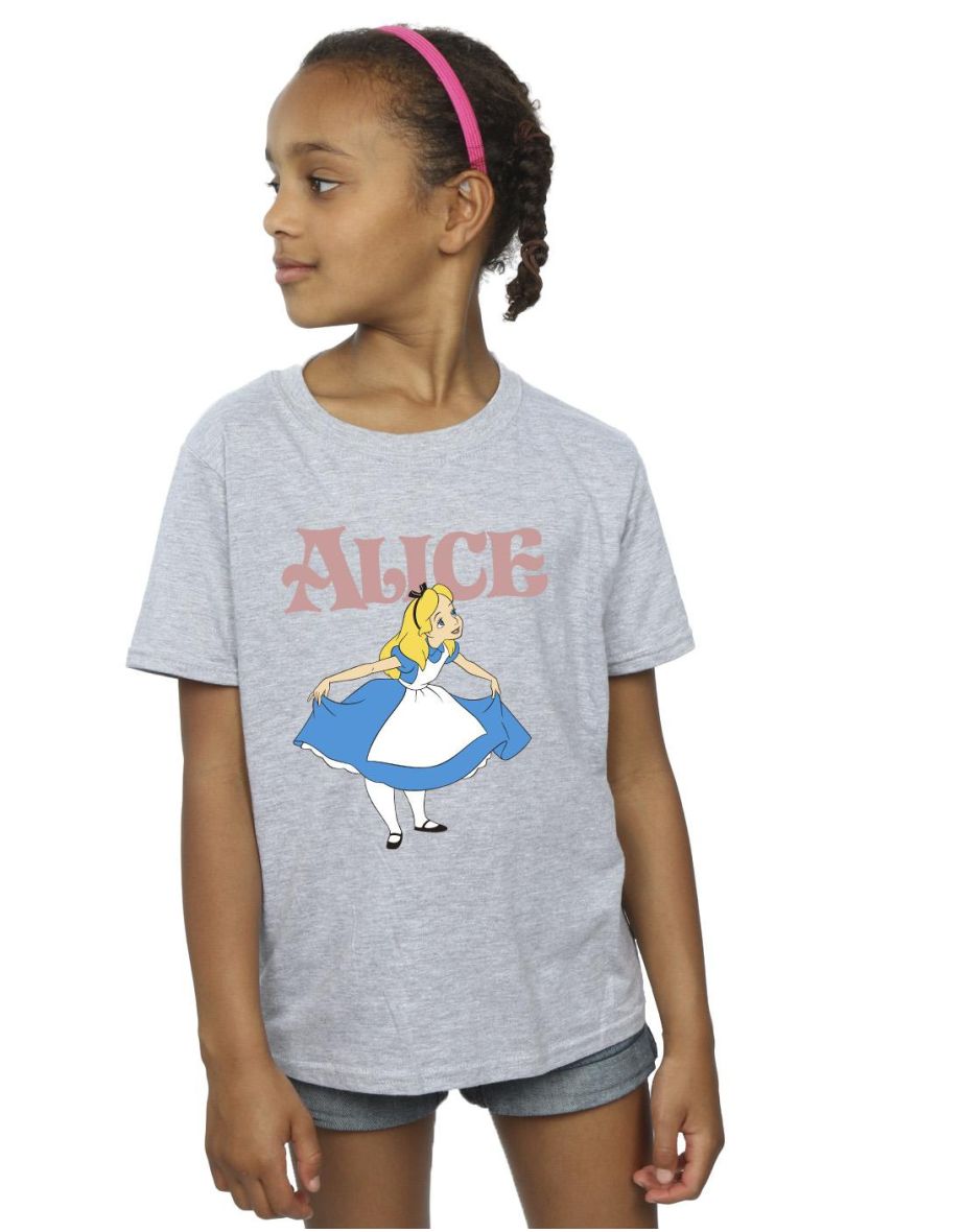 Disney Girls Alice In Wonderland Take A Bow Cotton T-Shirt - Sports Grey