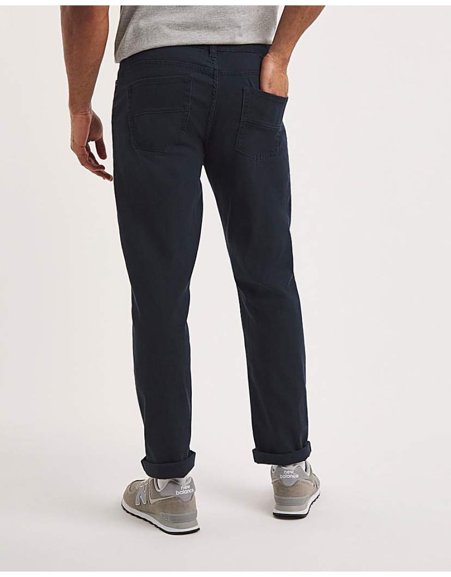 Navy Straight Stretch Gabardine Jeans - 4