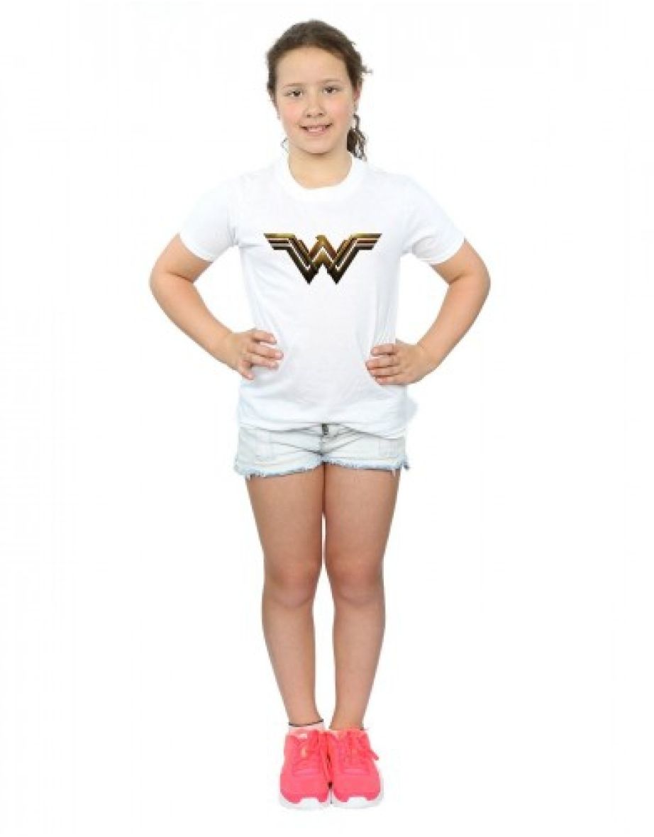 Wonder Woman Girls Logo Cotton T-Shirt - White - 3