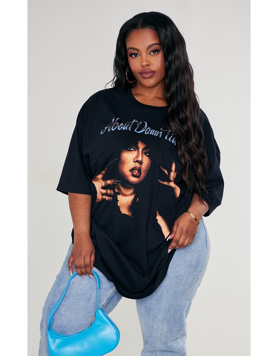Plus Black Lizzo Print T Shirt