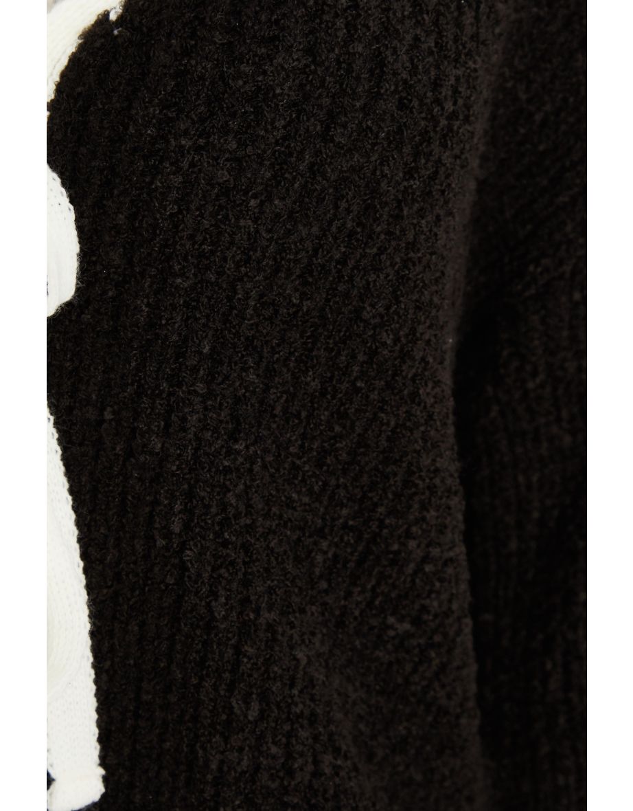 Black Knit Tie Front Cardigan - 5