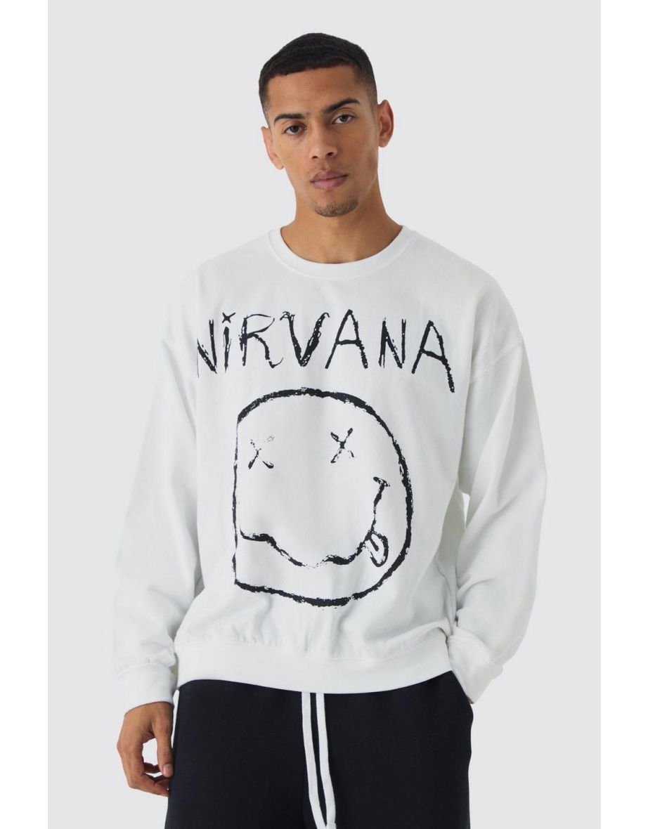 Oversized Nirvana Band License Print Sweatshirt
