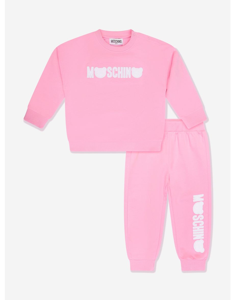 Shop Baby Girls Teddy Logo Tracksuit in Pink Online in Bahrain VogaCloset