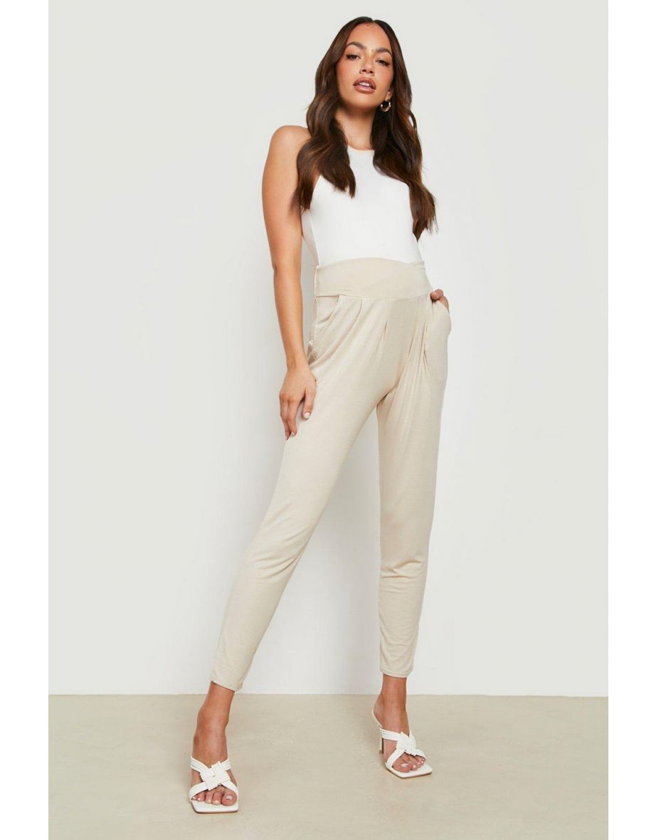 Maternity Under Bump Jersey Tapered Trouser - stone