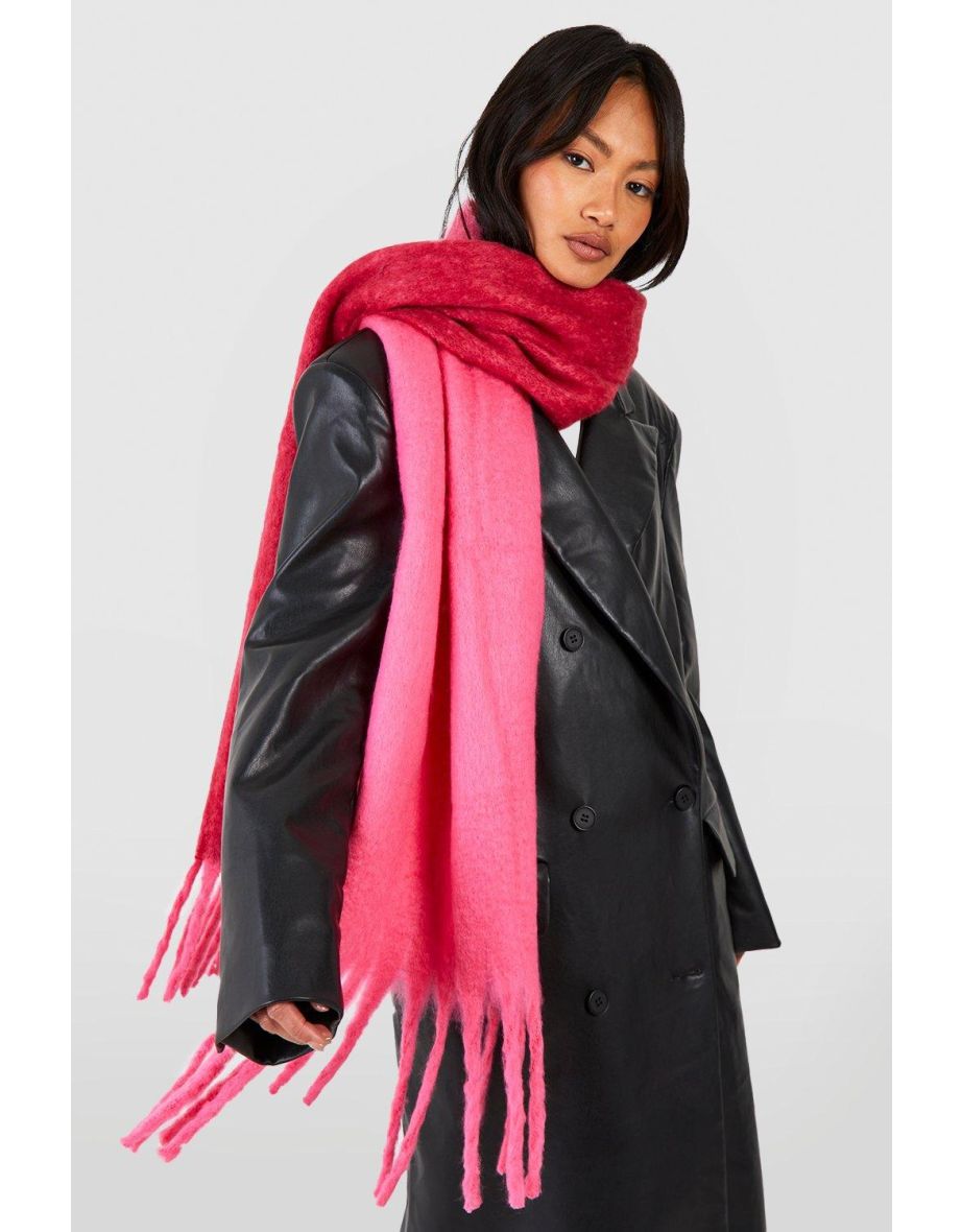 Ombre Tassel Fringe Scarf - red