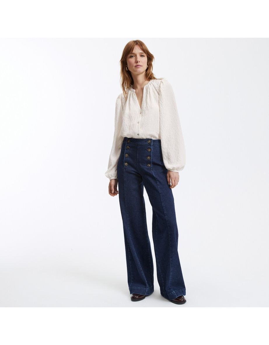 Wide Leg Sailor Jeans with High Waist