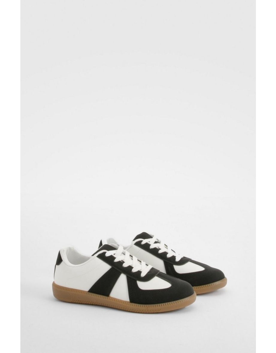 Contrast Panel Gum Sole Trainers - black