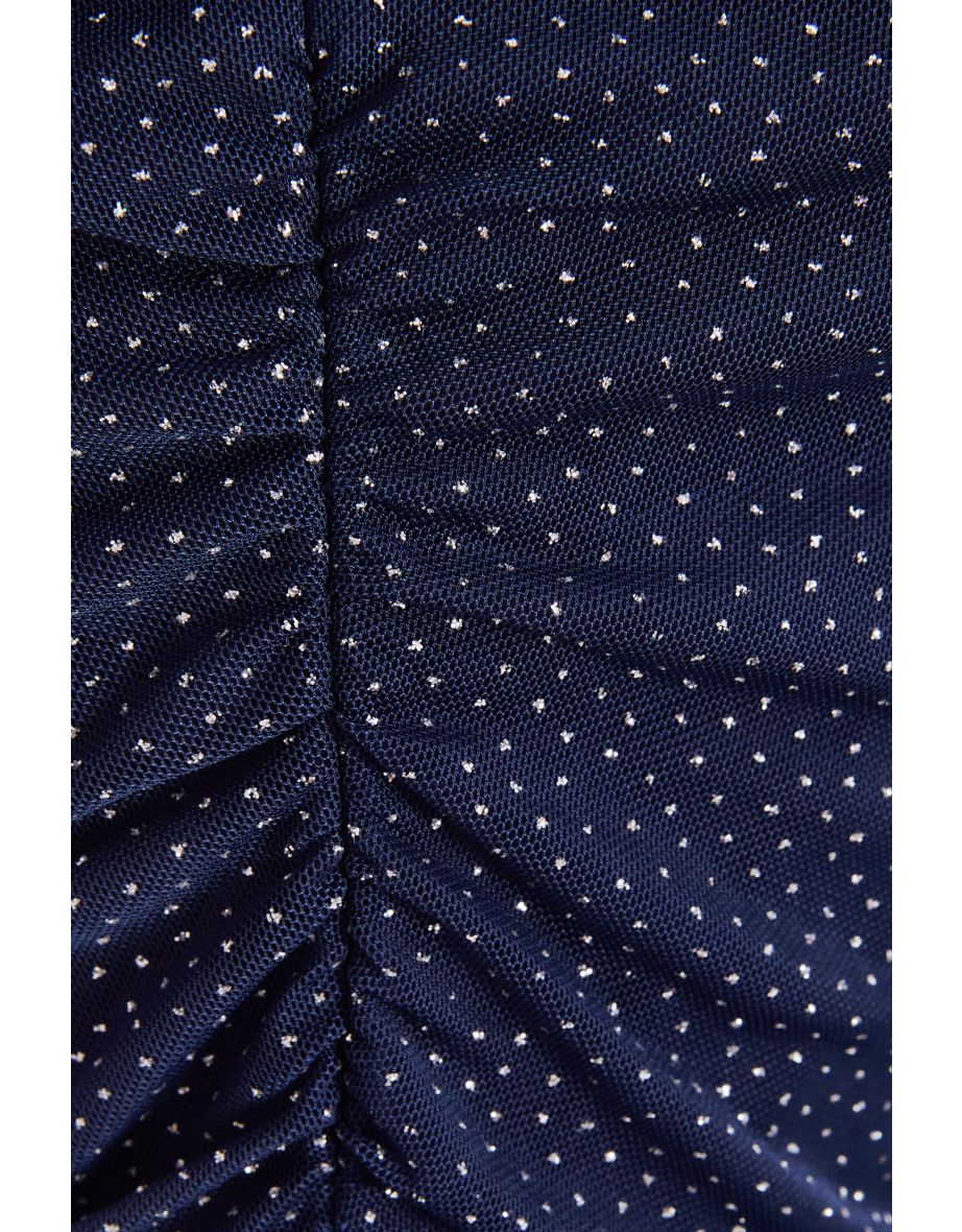 Navy Glitter Mesh Crop Top - 5