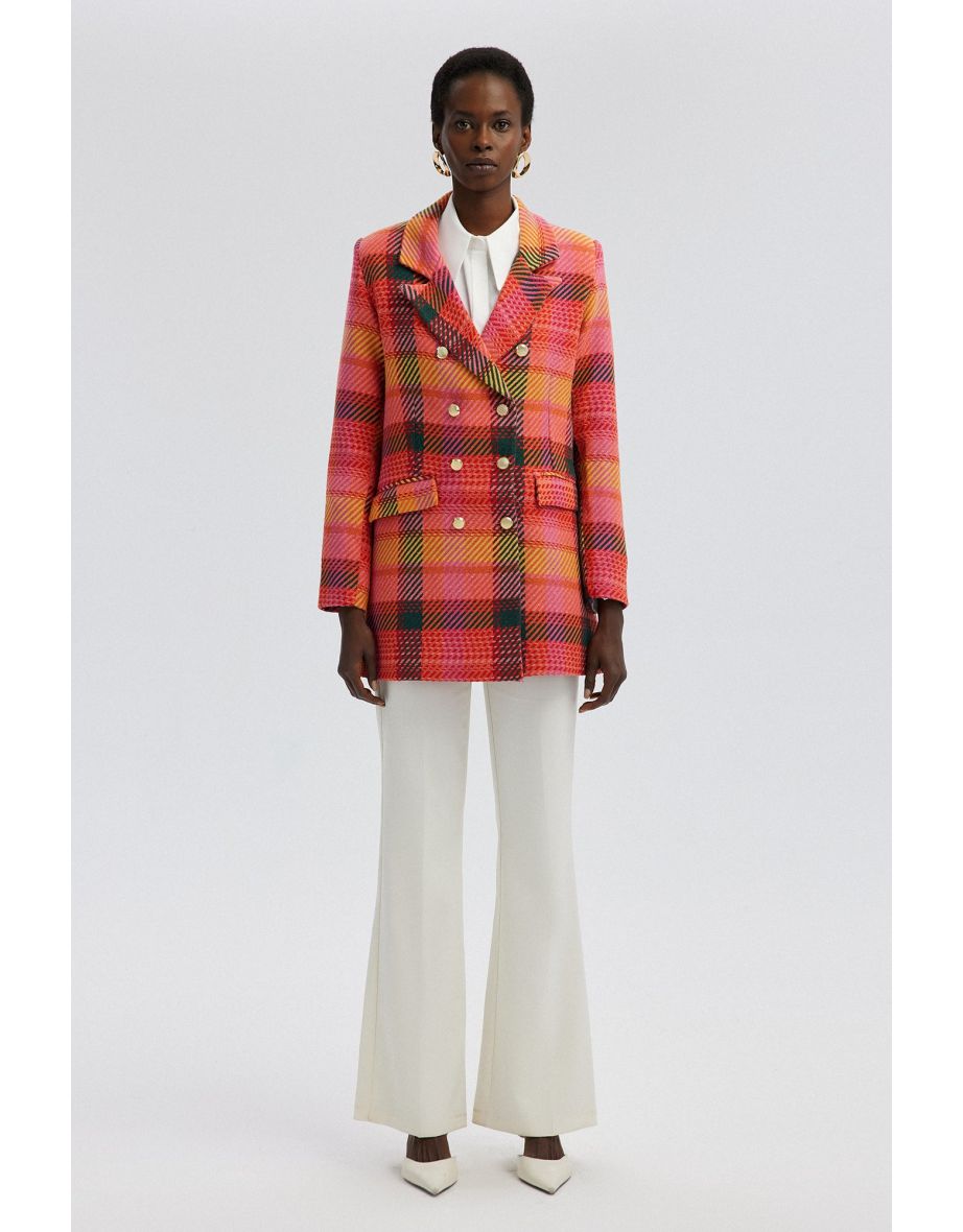 GOLD BUTTON CHEQUERED JACKET