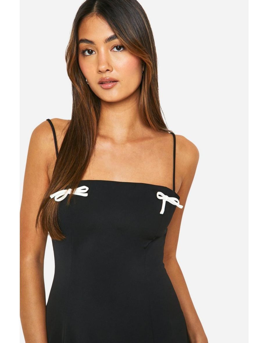 Contrast Bow Cami Skater Dress - 3