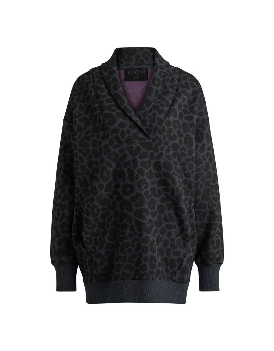 Women's Boss Naomi X  Animal-Print Sweatshirt in Black - 4