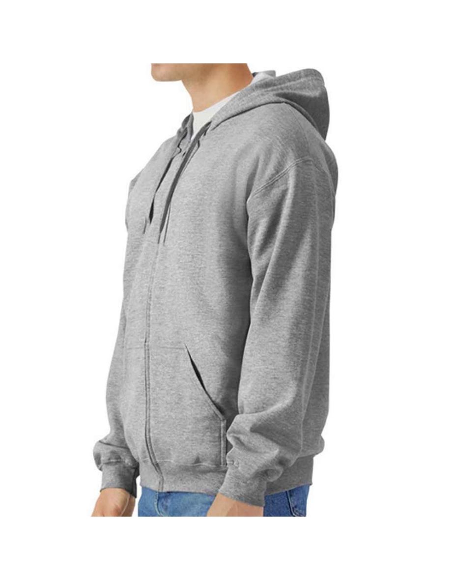Gildan Mens Midweight Soft Touch Full Zip Hoodie - Sports Grey - 2