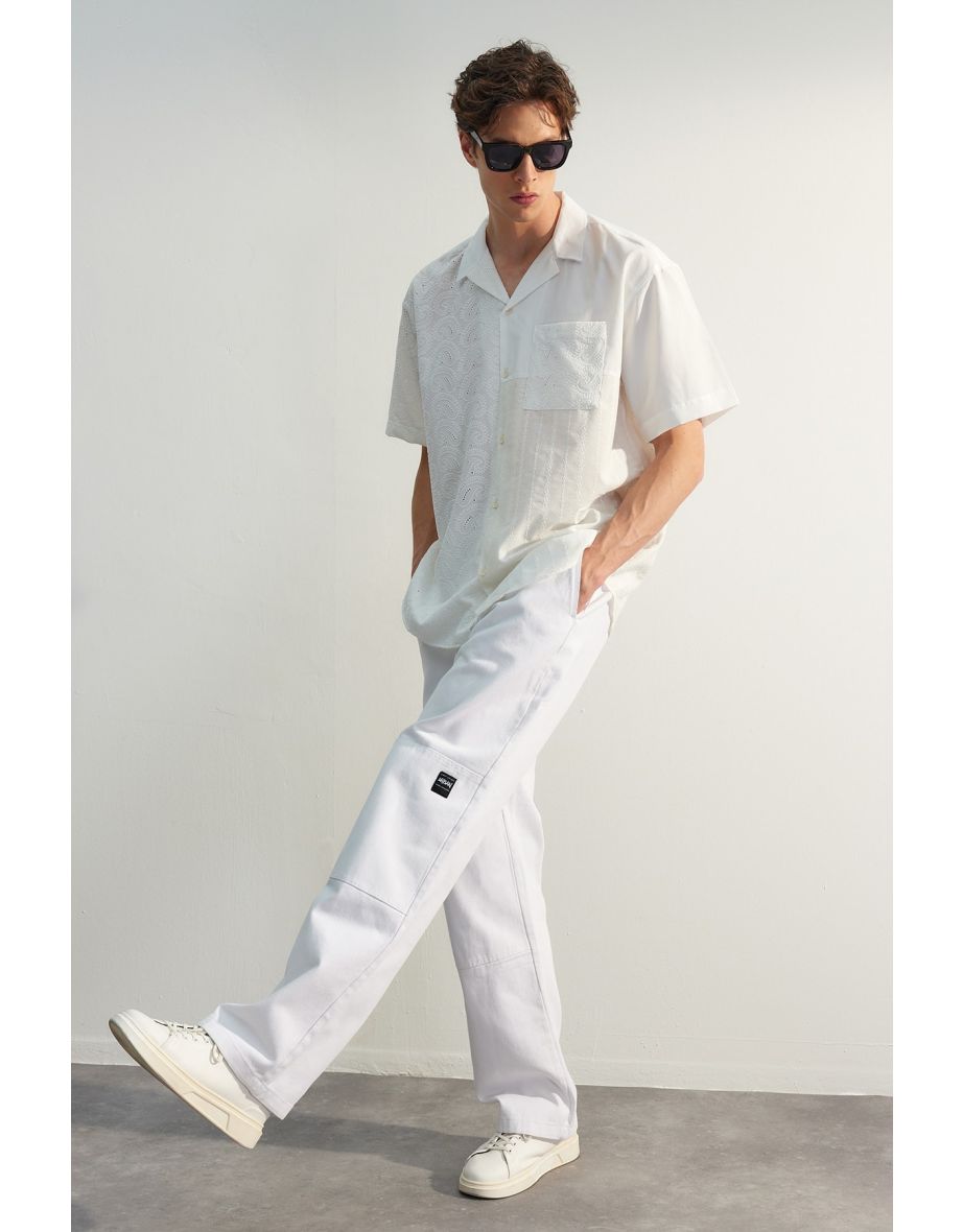 Limited Edition Limited Edition White Men's Loose Fit Gabardine Trousers