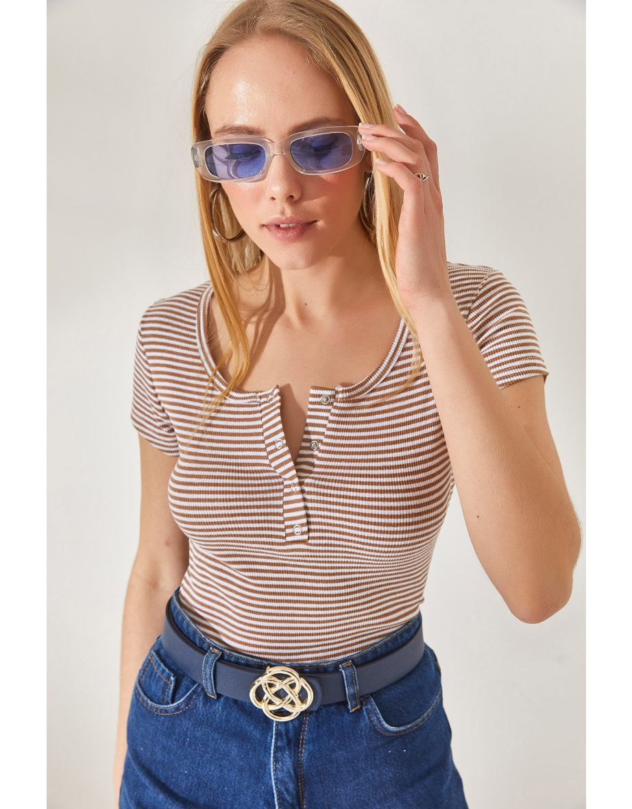 Blouse - Beige - Fitted