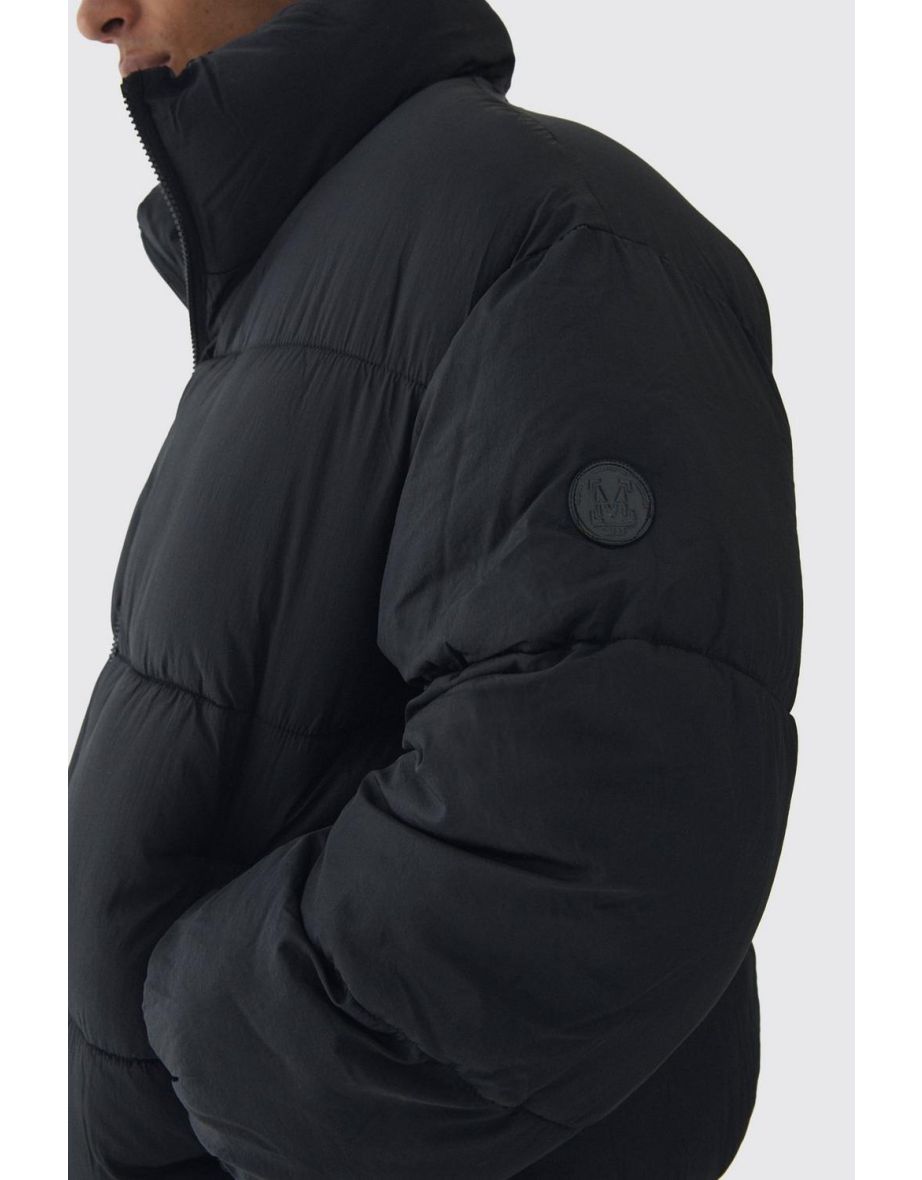 Man Tab Boxy Heavy Padded Puffer Jacket In Black - black - 2