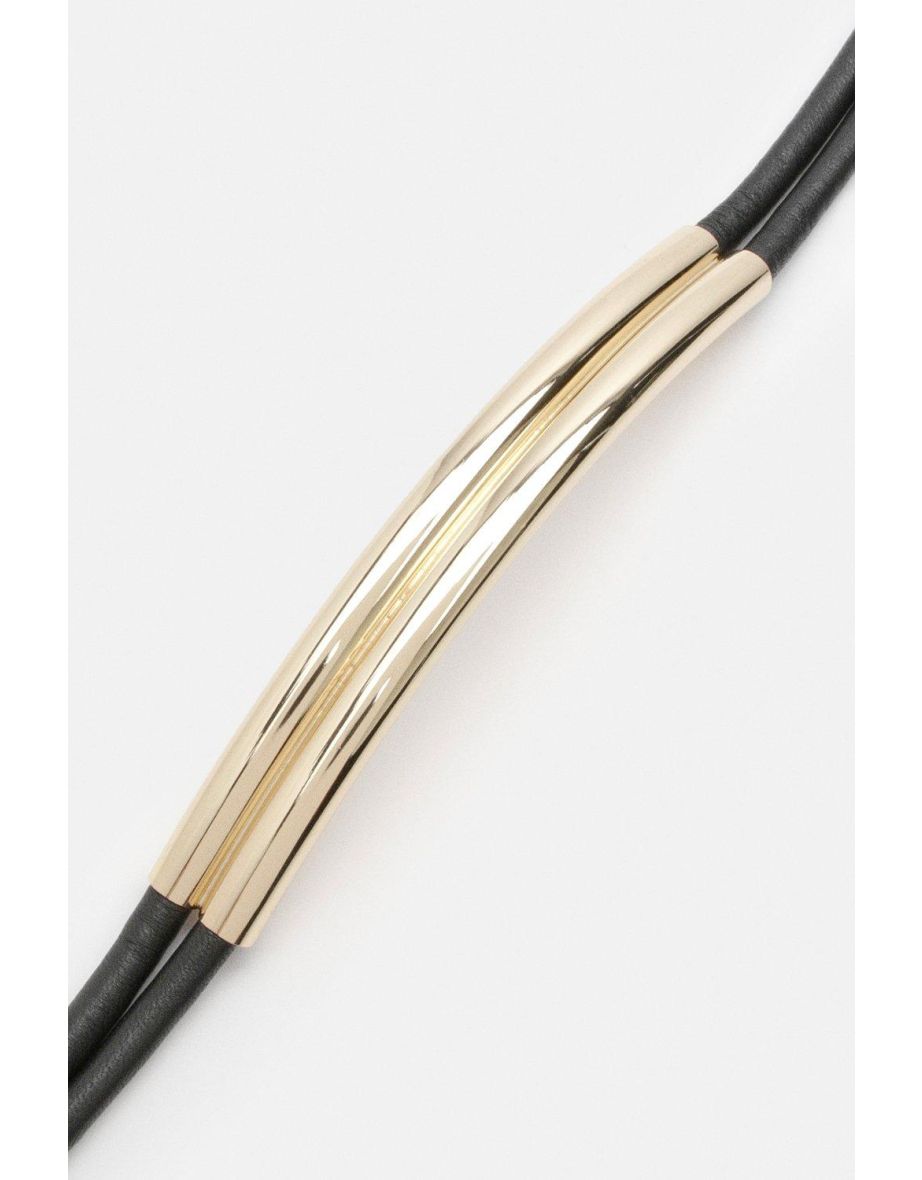 Premium Leather Gold Tube Detail Belt - 3