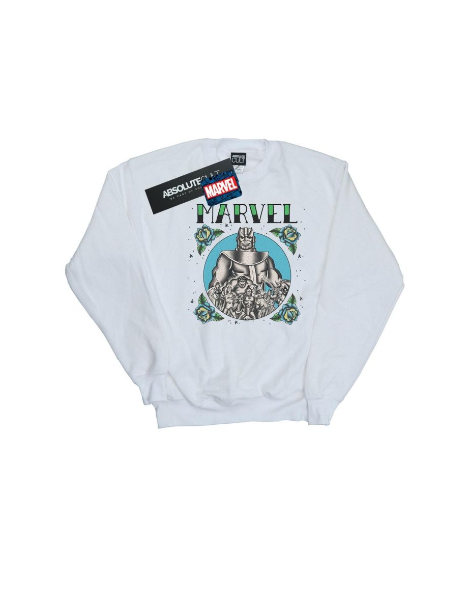 Marvel Boys Avengers Group Tattoo Sweatshirt - White - 1