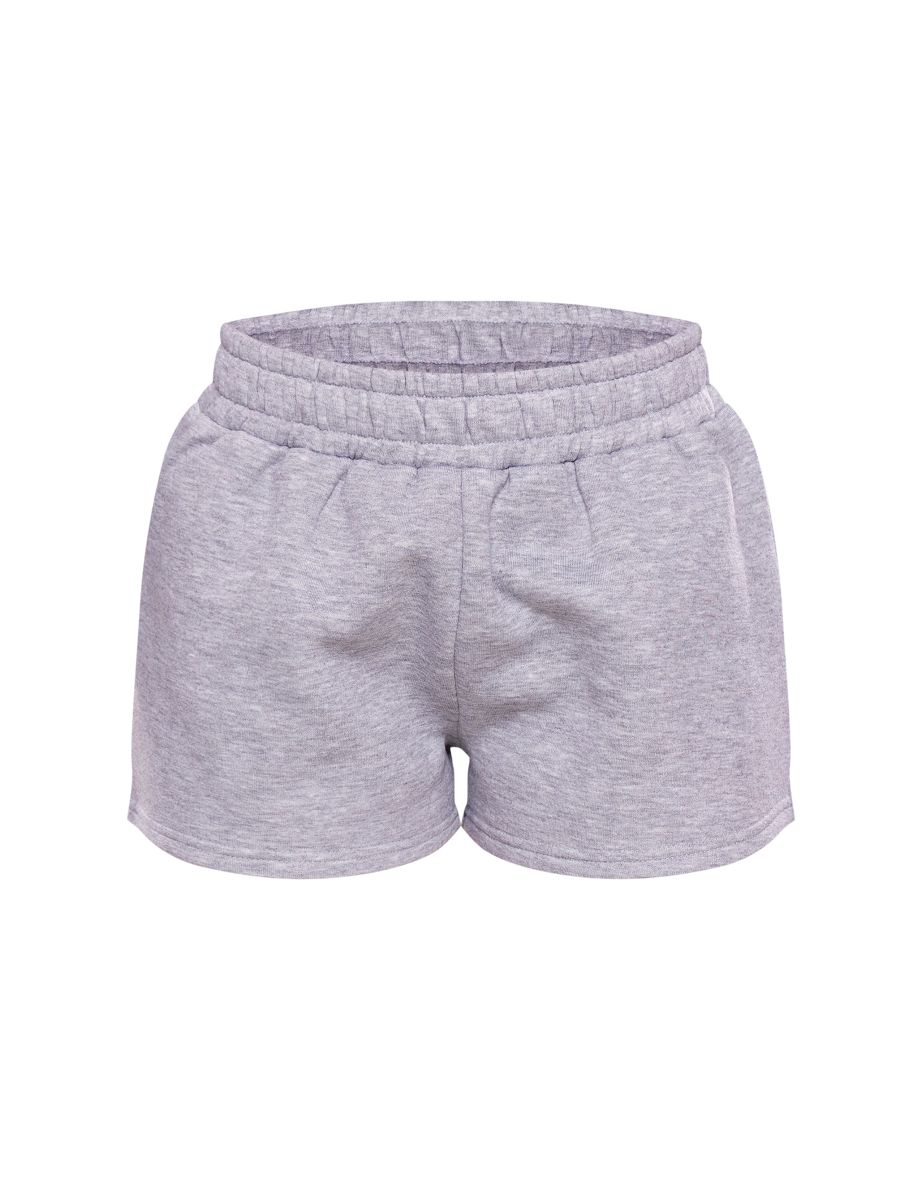 Ash Grey Drawstring Mini Low Rise Sweat Shorts - 5