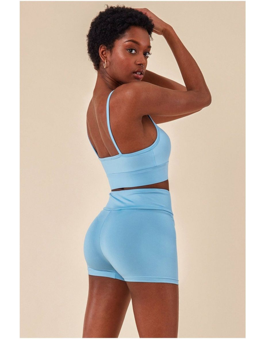 Cosmochic Cropped Bralette & Cycle Short Set - Blue - 1