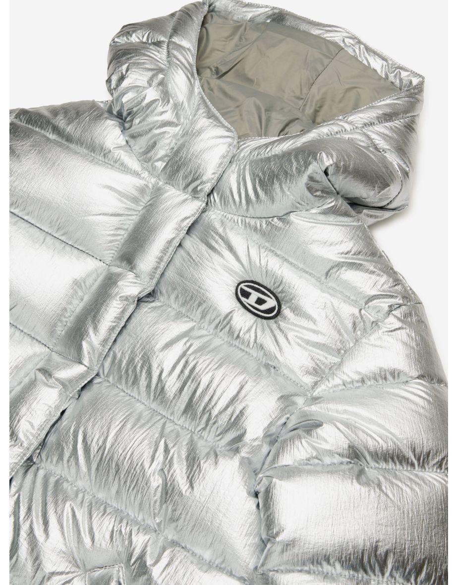 Diesel Girls Puffer Jacket in Silver - 3