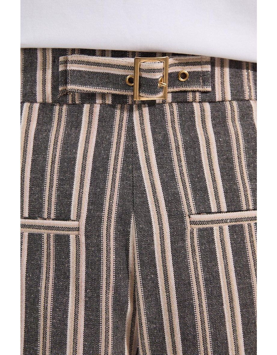 Linen Sparkle Stripe Tailored City Short - 2