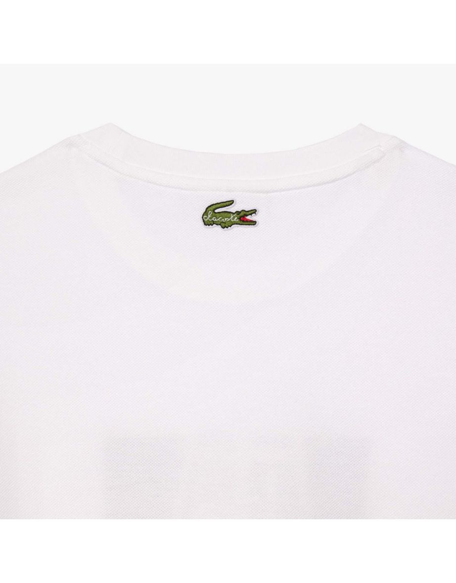 Women's Lacoste Crocodelle Printed Piqué T-Shirt in White - 3