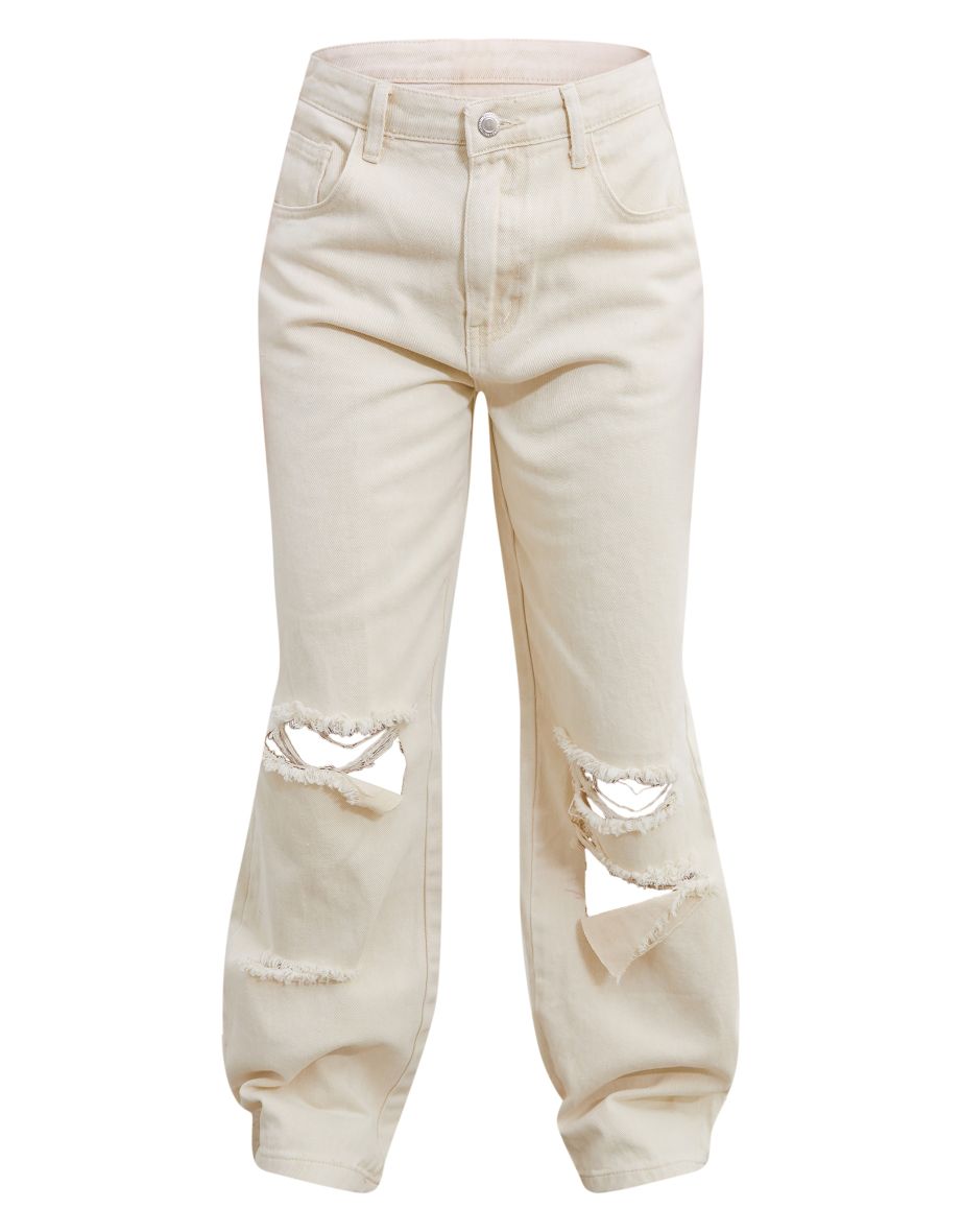 Stone Washed Baggy Low Rise Ripped Boyfriend Jeans - 4