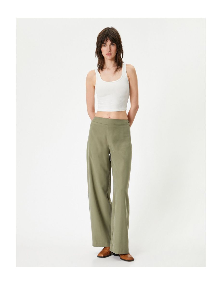 High Waist Wide Leg Trousers Modal Fabric