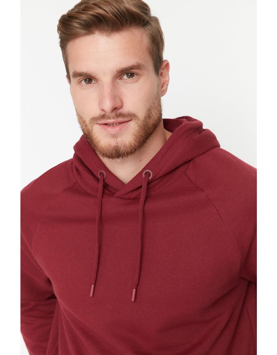 Claret Red Regular/Normal Cut Hooded Fleece/Warm Sweatshirt - 7