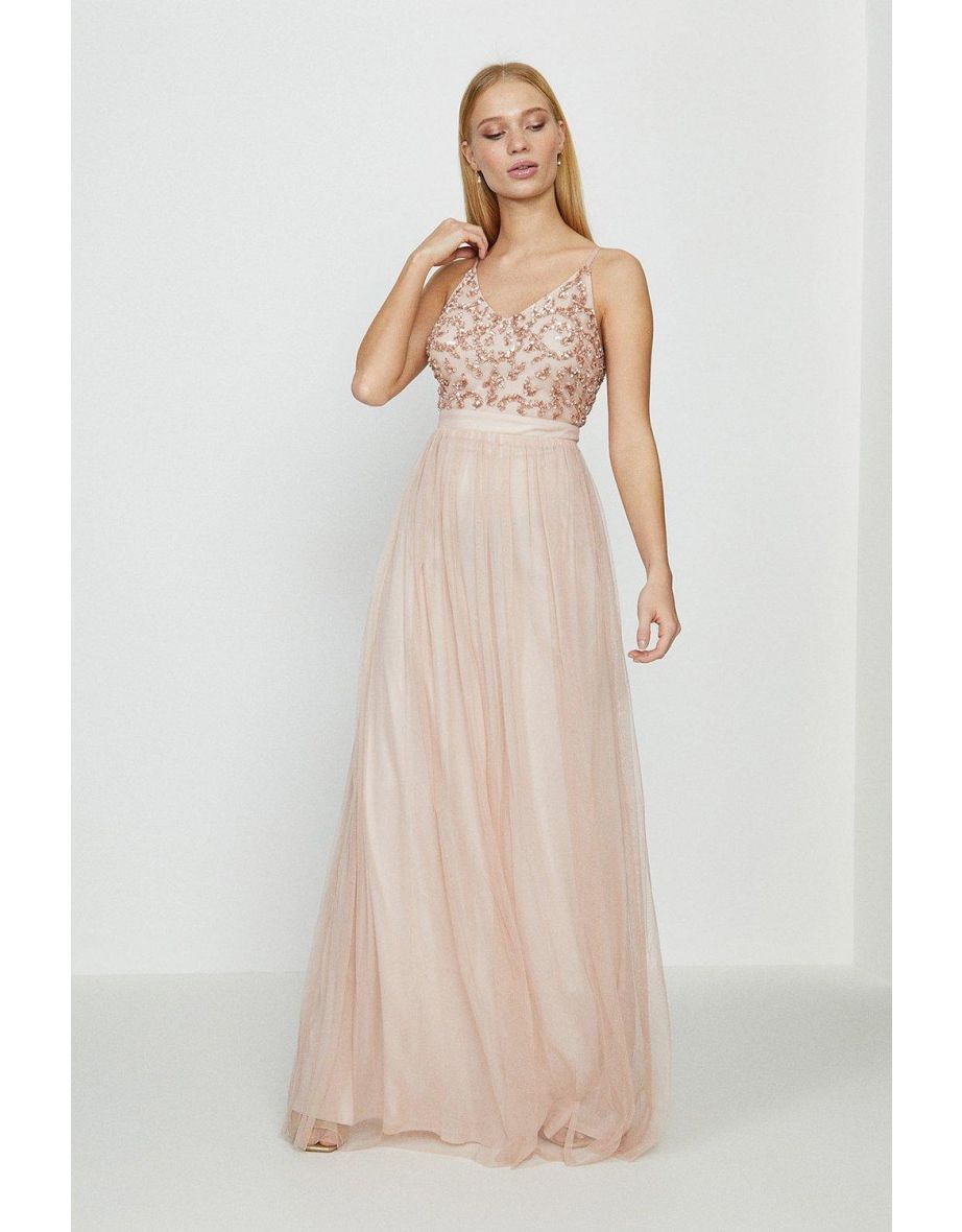 Sequin Mesh Maxi Dress