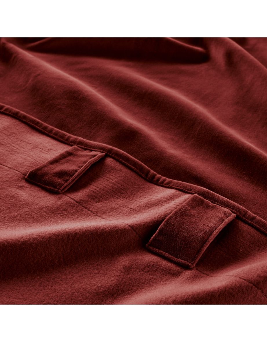 Velvet 100% Cotton Thermal Curtain with Hidden Tabs - 2