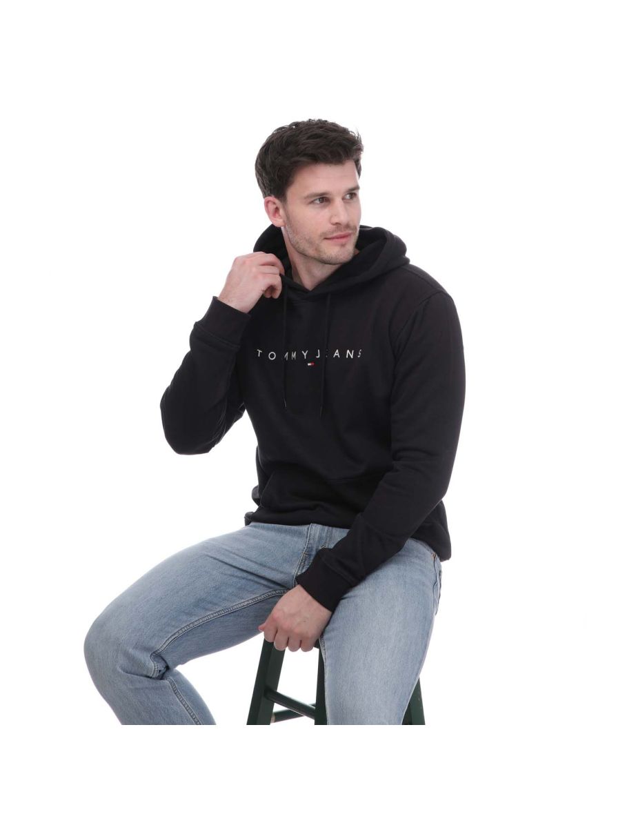 Men's Tommy Hilfiger Tommy Jeans Linear Logo Hoodie in Black - 3
