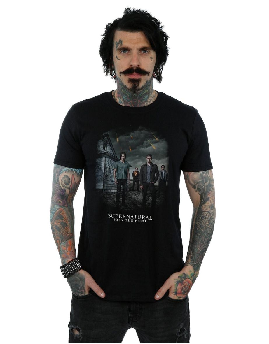 Supernatural Mens Meteor Shower Cotton T-Shirt - Black - 3