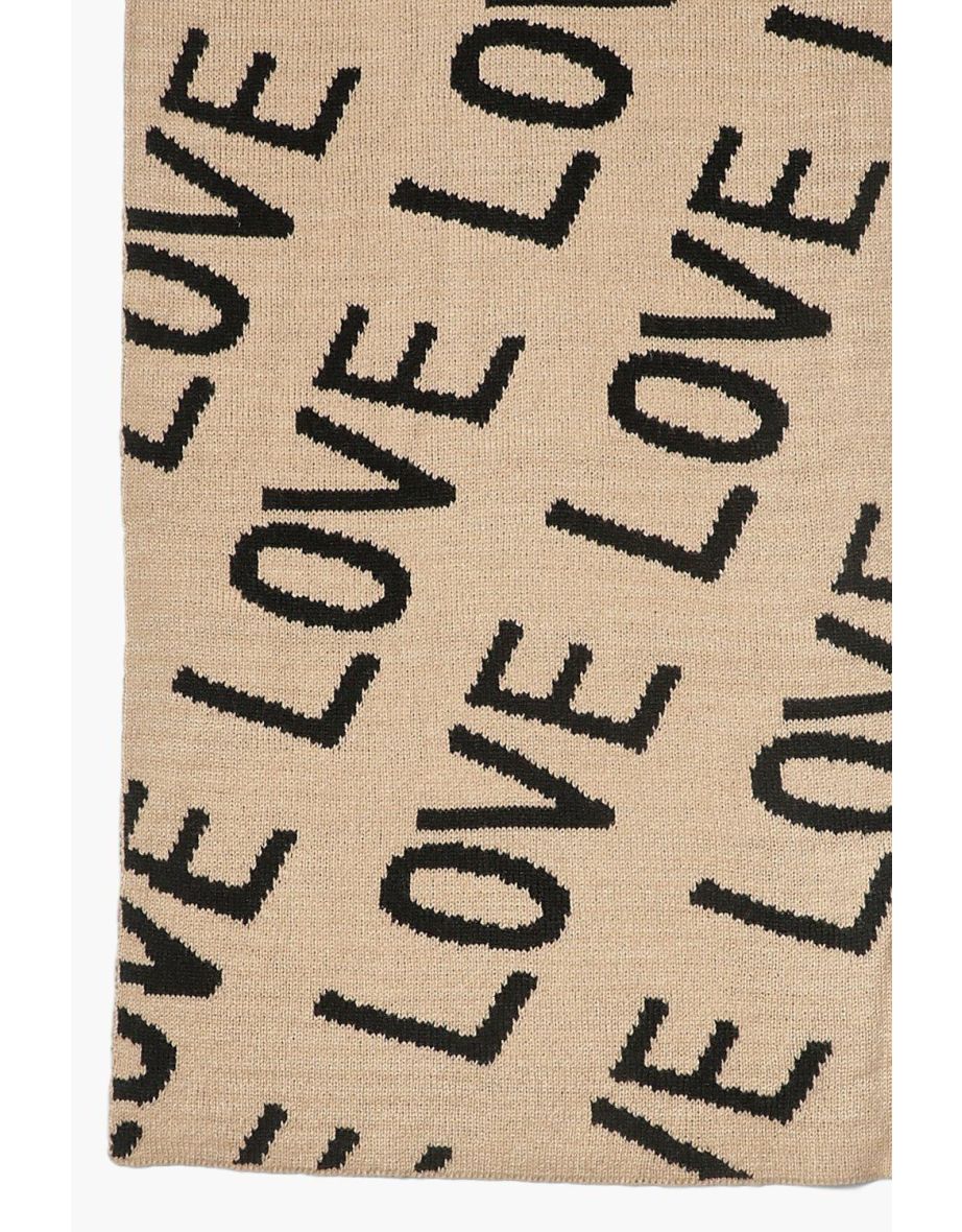 Love Slogan Scarf - camel - 3