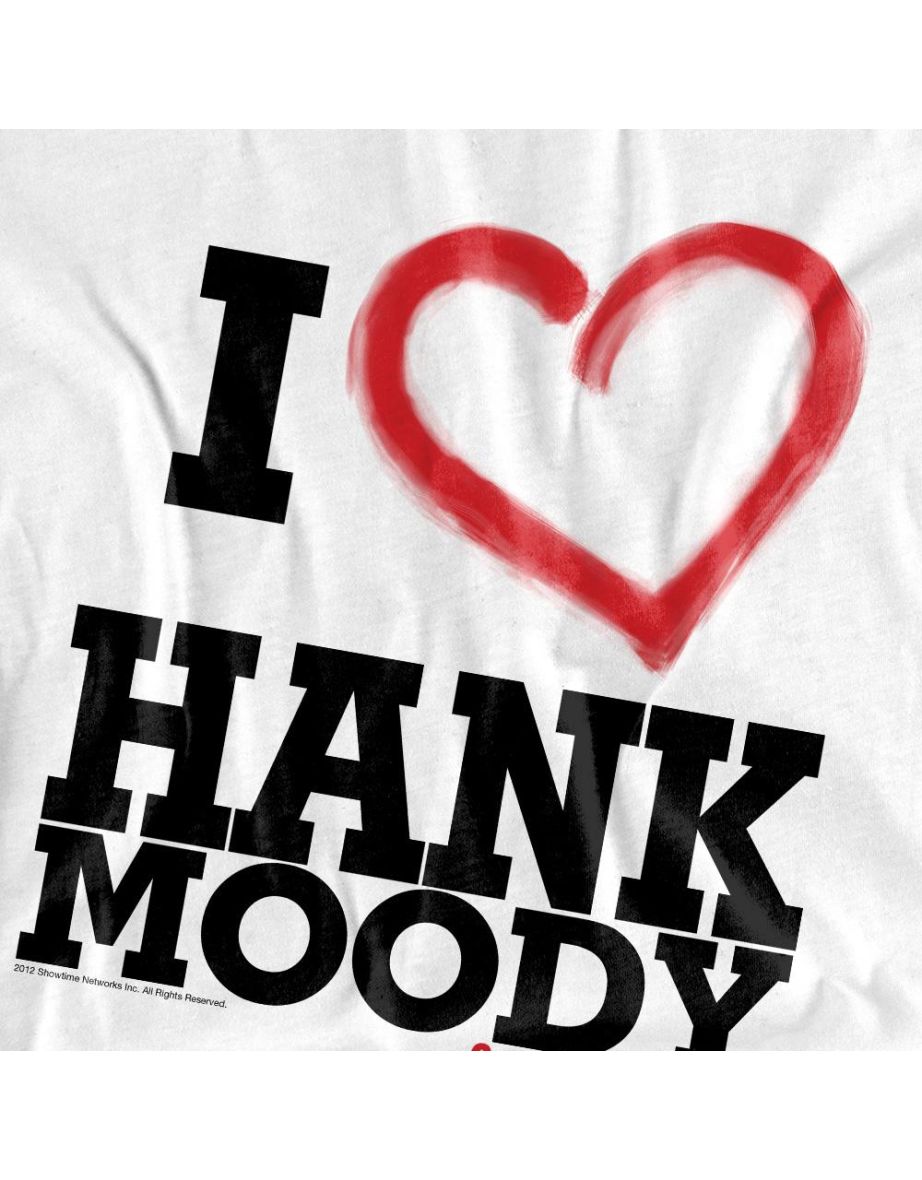 Californication Unisex Adult I Heart Hank Moody T-Shirt - White - 3