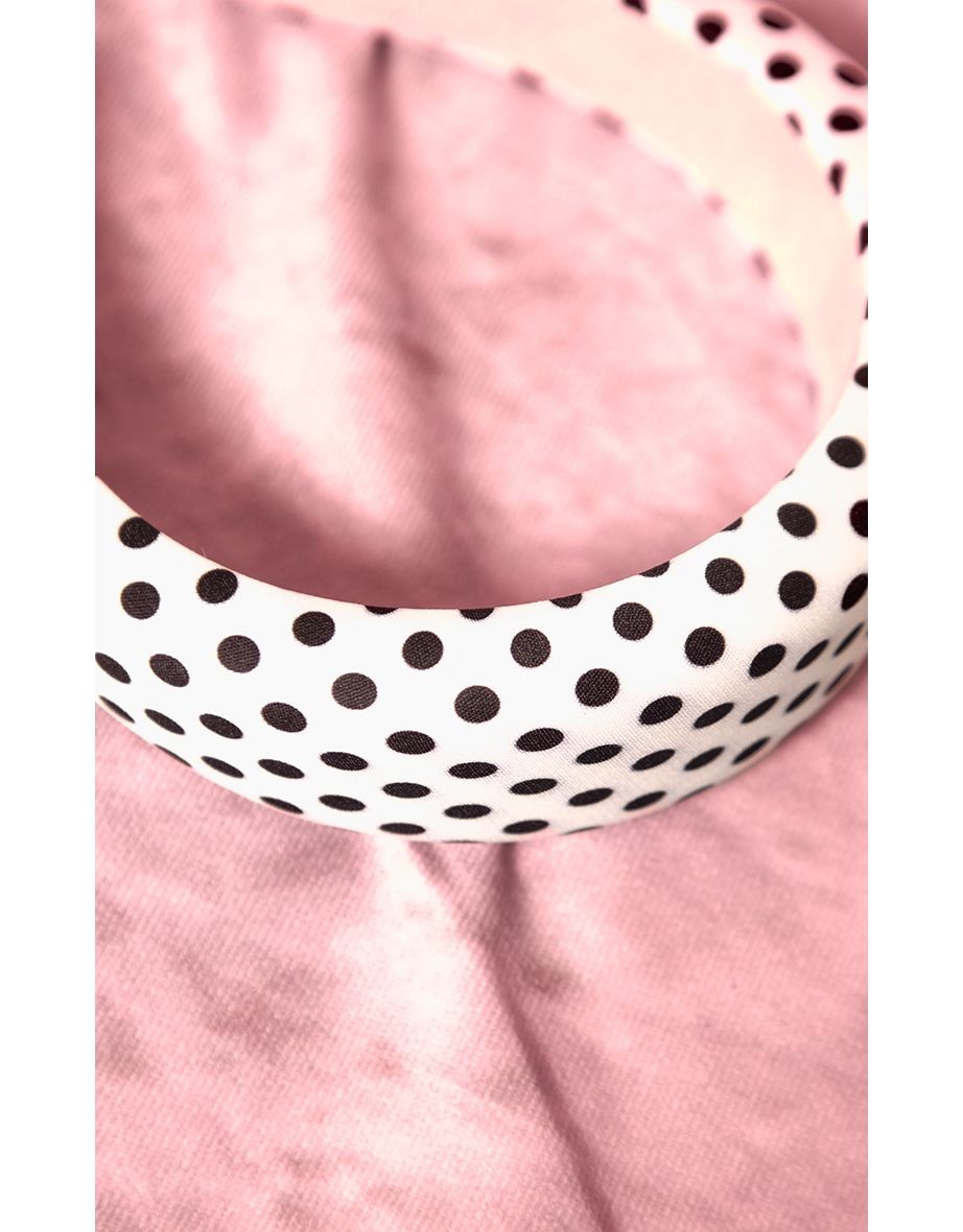 White Polka Dot Oversized Padded Headband - 2