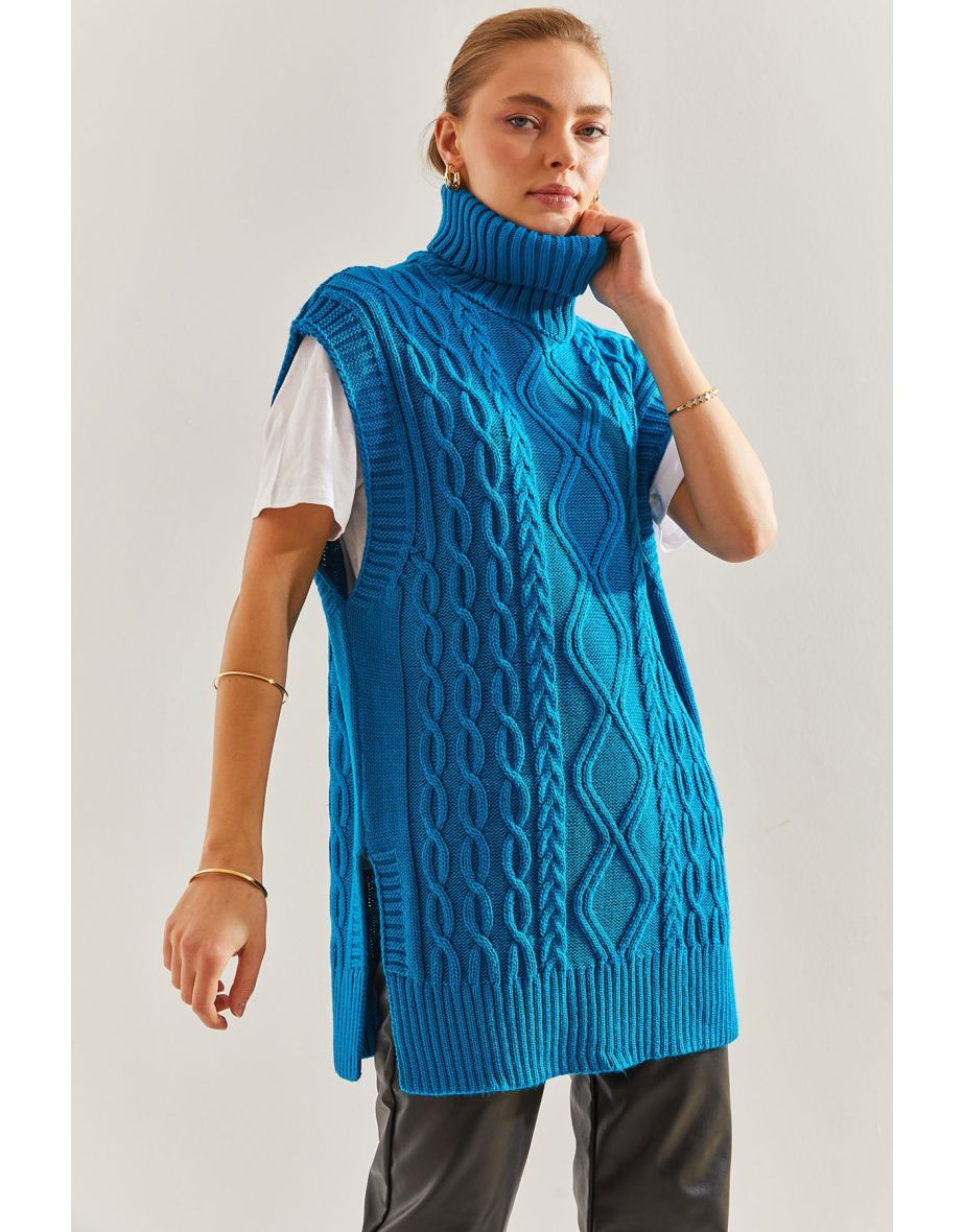 Women's Turtleneck Hair Braided Knitwear Sweater