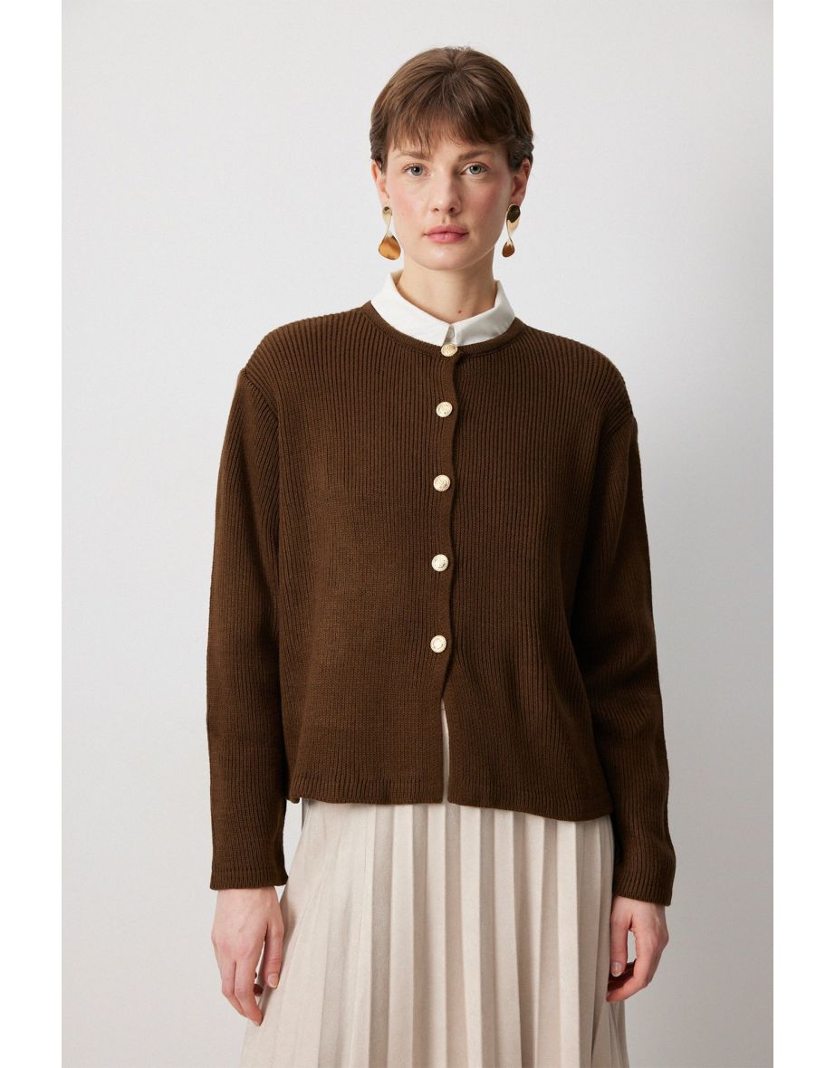 SHORT CARDIGAN WITH GOLD BUTTONS - 3
