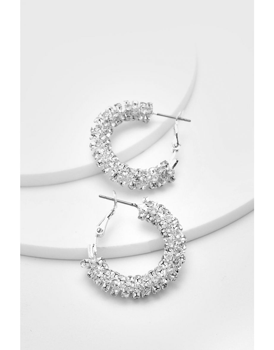 Crystal Cup Chain Chubby Hoop - silver - 1