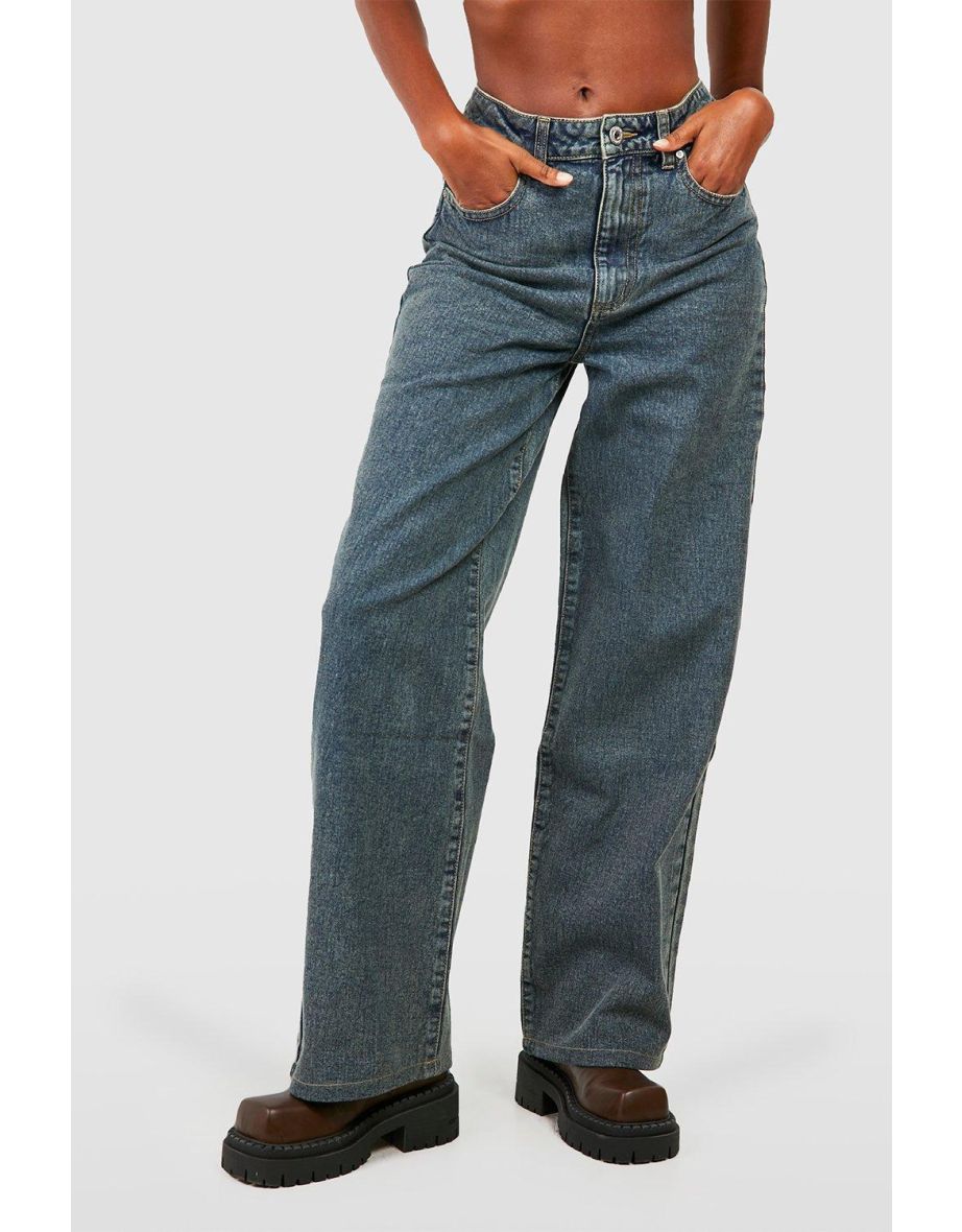 Basics High Waisted Super Wide Leg Jeans - vintage wash - 3