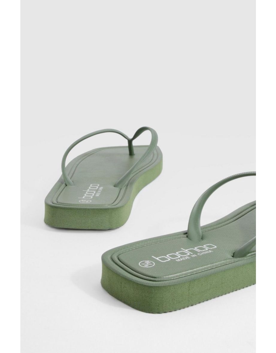 Square Toe Flip Flops - khaki - 3