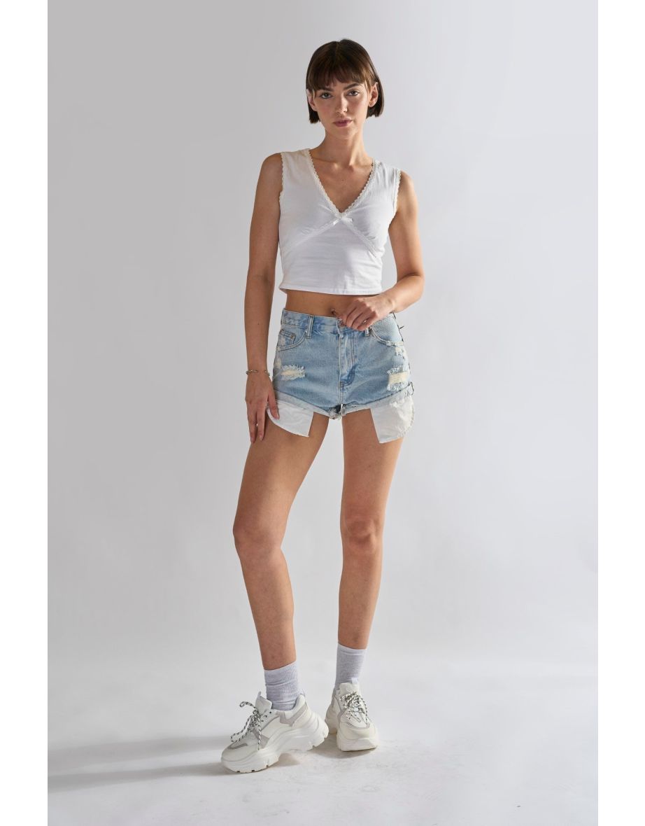 Glamorous Bleach Stonewash Denim Shorts
