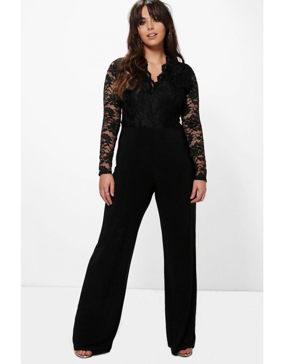 Boohoo black lace jumpsuit online