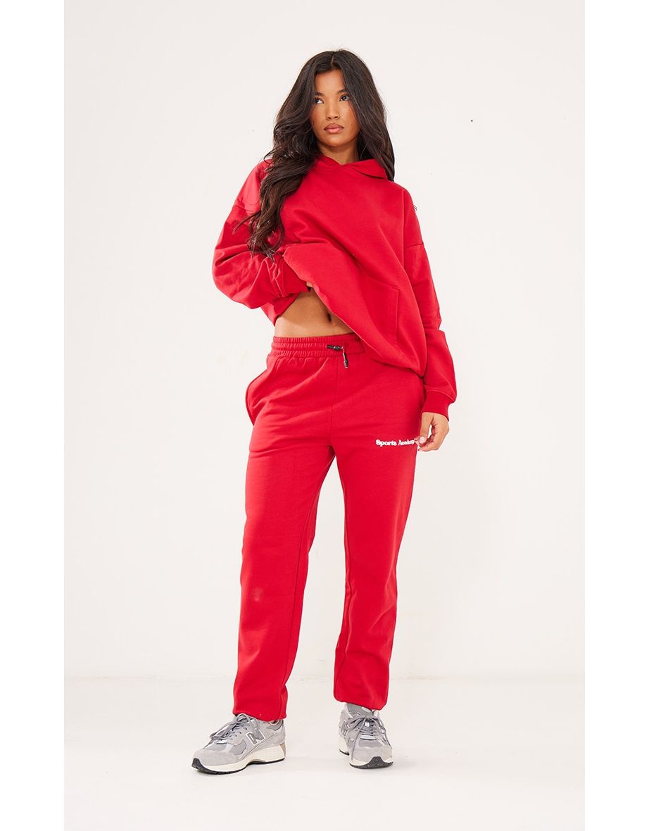 Red 2025 oversized joggers