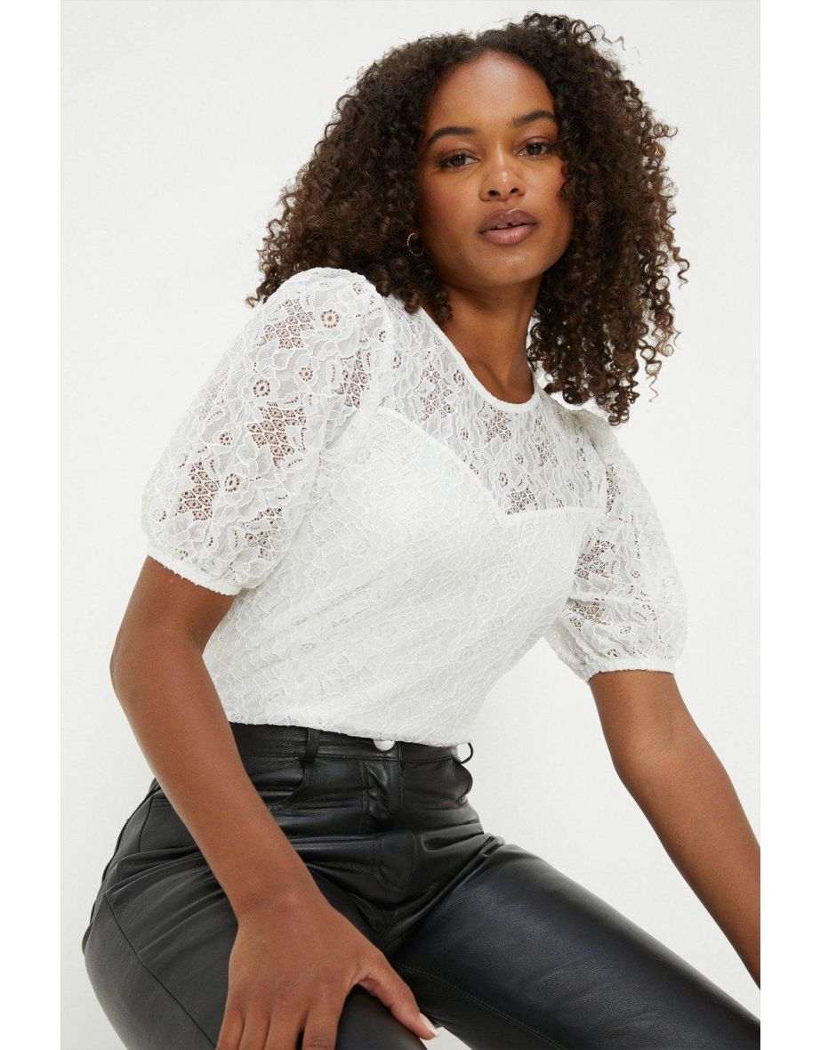 Tall White Lace Top